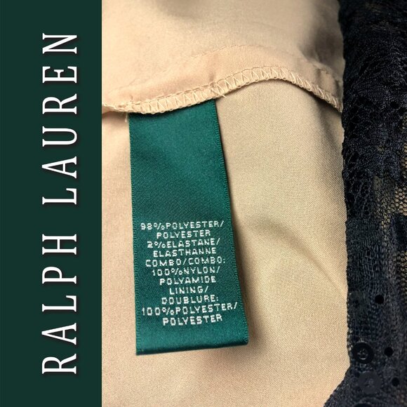 LAUREN Ralph Lauren black lace sparkly sequin  above the knee lined dress 10 - Picture 5 of 7